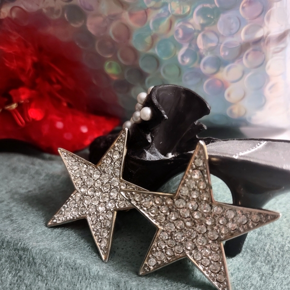 Crystal Encrusted Star Clip-on Earrings - Picture 6 of 12